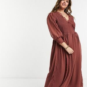 ASOS Long Sleeve Brown Maxi Dress